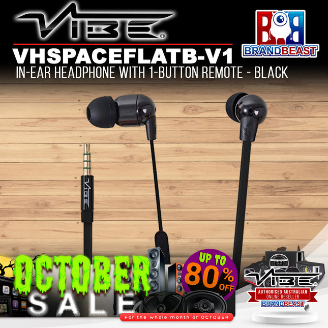Vibe VHSPACEFLATB-V1 In-Ear Headphone With 1-Button Remote - Black