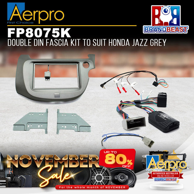 Aerpro FP8075K Double DIN Grey Install Kit Suit Honda Jazz GE 2008 - 2013