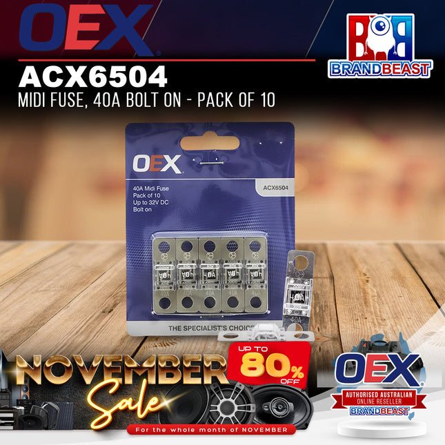 OEX ACX6504 Midi Fuse, 40A Bolt On - Pack of 10