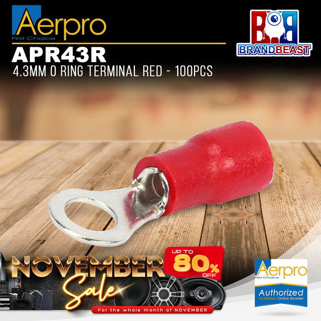 Aerpro APR43R 4.3mm O Ring Terminal Red - 100pcs