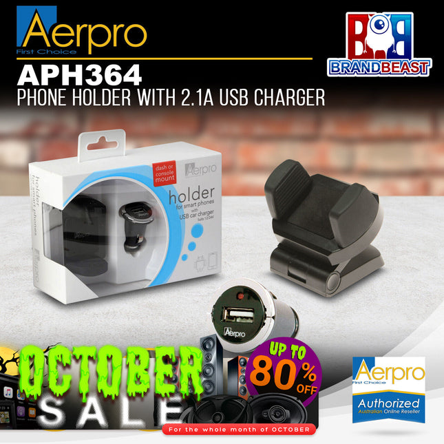 Aerpro APH364 Phone Holder with 2.1A USB Charger