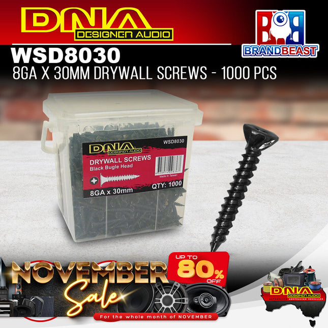 DNA WSD8030 30mm 8 Gauge Drywall Screws - 1000 Pieces