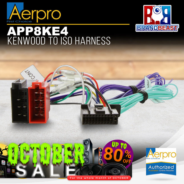 Aerpro APP8KE4 APP8 Secondary ISO Harness to Suit Kenwood AV Headunits