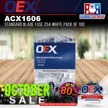 OEX ACX1606 Standard Blade Fuse 25A White Pack of 100