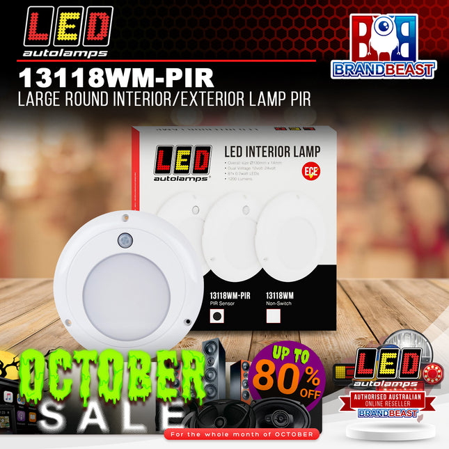 LED Autolamps 13118WM-PIR Large Round Interior/Exterior Lamp PIR