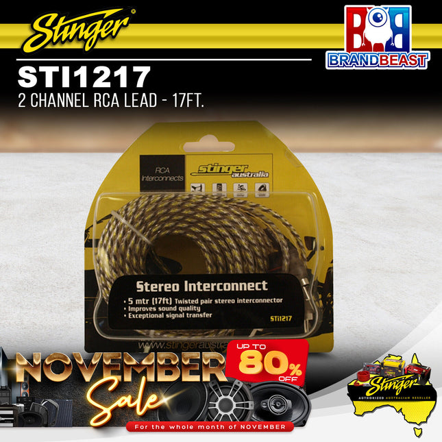 Stinger STI1217 2 Channel RCA Lead - 17Ft.