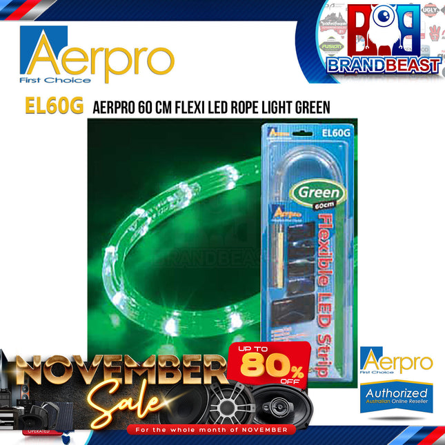 Aerpro EL60G 60cm Green Flexi LED Rope Light