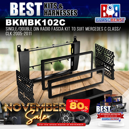 BestKits BKMBK102C Single/Double DIN Fascia For Mercedes C/CLK 2005-2011
