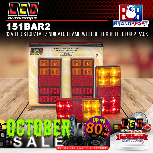 LED Autolamps 151BAR2 12V LED Stop/Tail/Indicator Lamp Reflex Reflector