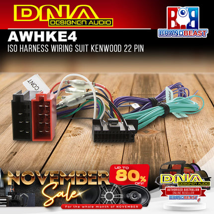 DNA AWHKE4 ISO Harness Wiring Suit Kenwood 22 Pin