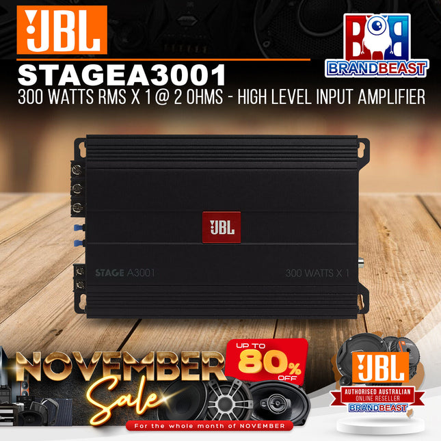 JBL Stage A3001 300 Watts RMS X 1 @ 2 Ohms - High Level Input Amplifier
