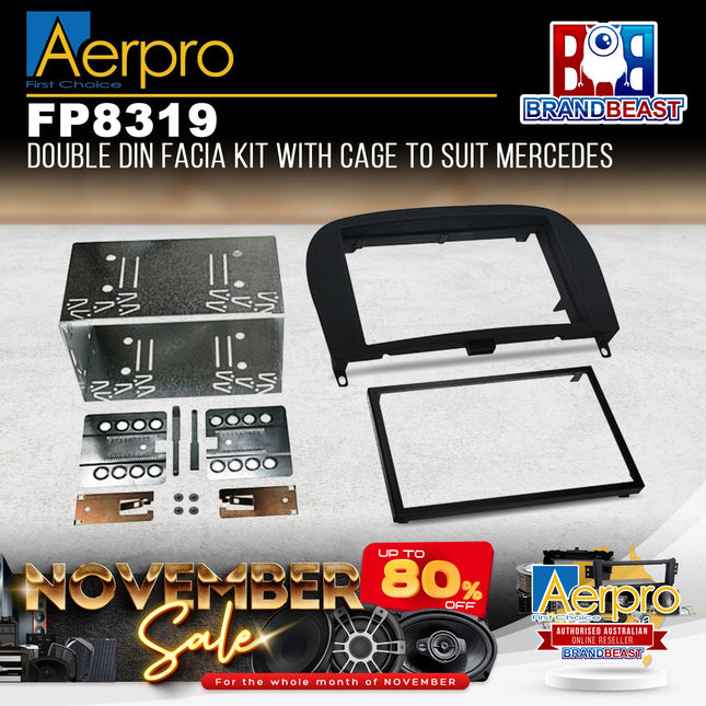 Aerpro FP8319 Double DIN Black Facia Kit With Cage Suit Mercedes SL 2002 - 2011