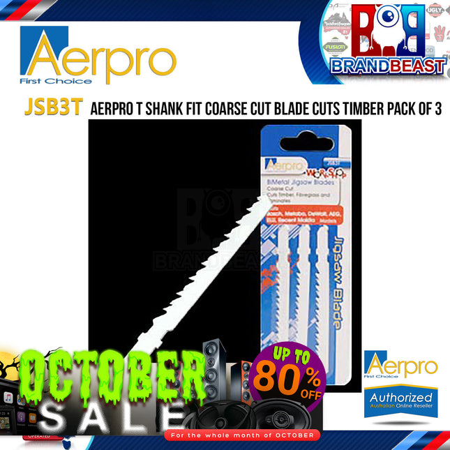 Aerpro JSB3T T Shank Fit Coarse Cut Blade Cuts Timber Pack of 3
