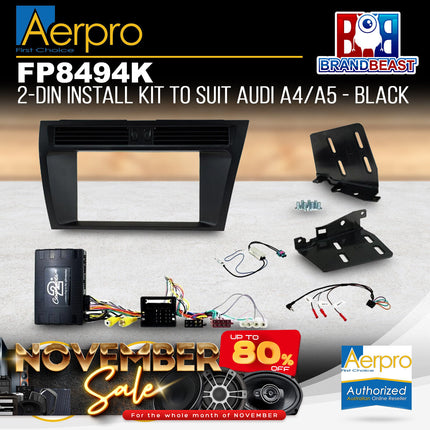 Aerpro FP8494K Amplified 2-DIN Install Kit to Suit Audi A4/A5