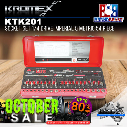 Kromex KTK201 Socket Set 1/4 Drive Imperial & Metric 54 Piece