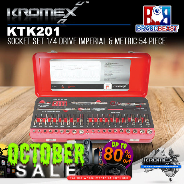 Kromex KTK201 Socket Set 1/4 Drive Imperial & Metric 54 Piece