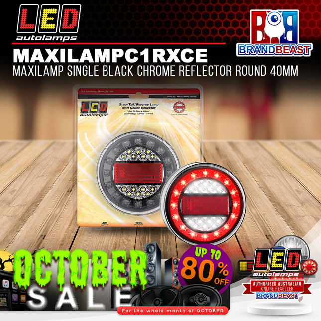 LED Autolamps MAXILAMPC1RXCE Maxilamp Single Black Chrome Reflector Round 40mm