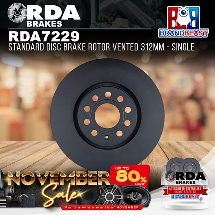 RDA Brakes RDA7229 Standard Disc Brake Rotor Vented 312mm - Single