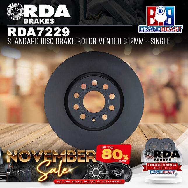 RDA Brakes RDA7229 Standard Disc Brake Rotor Vented 312mm - Single
