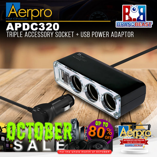 Aerpro APDC320 Triple Accessory Socket + USB Power Adaptor