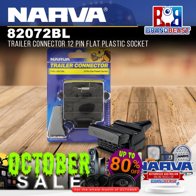 Narva 82072BL Trailer Connector 12 Pin Flat Plastic Socket