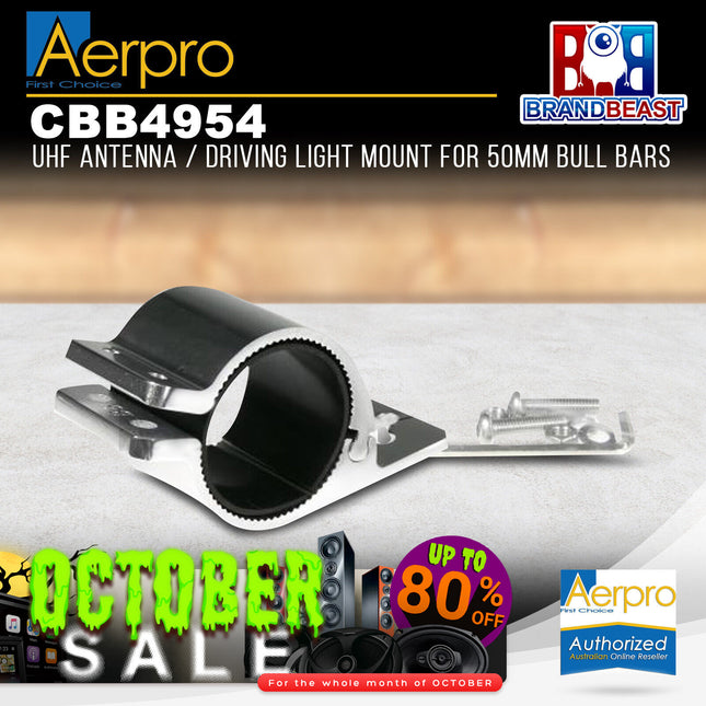 Aerpro CBB4954 50mm Aluminium Bullbar Mount UHF Antenna/Driving Light Bracket