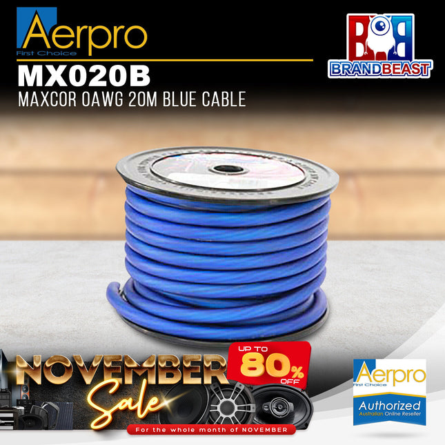 Aerpro MX020B MAXCOR 0AWG 20M Cable - Blue