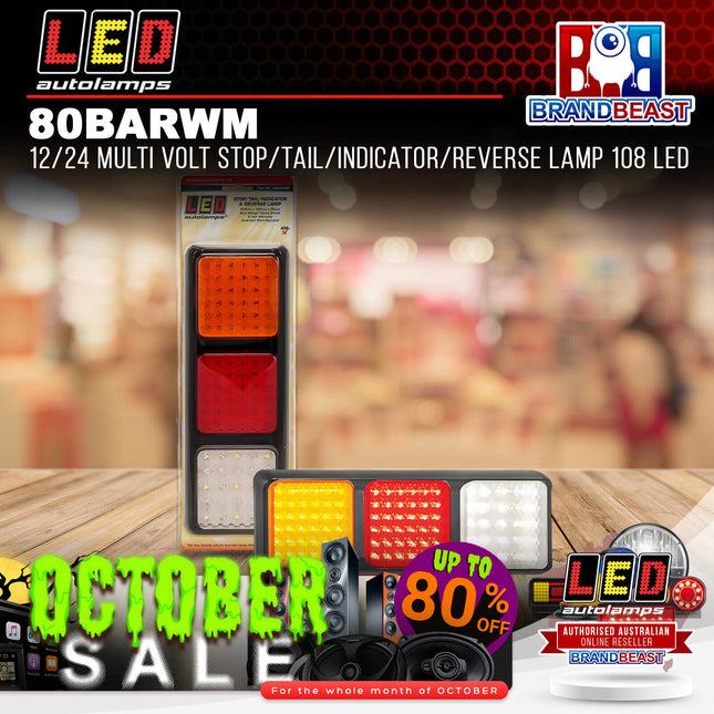 LED Autolamps 80BARWM 12/24 Multi Volt Stop/Tail/Indicator/Reverse Lamp 108 LED