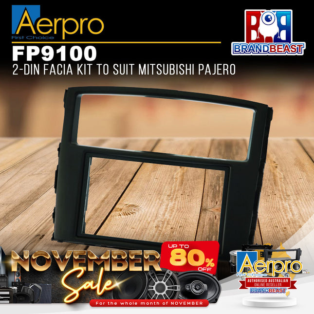Aerpro FP9100 Double DIN Matte Black Facia Kit For Mitsubishi Pajero 2006 - 2019