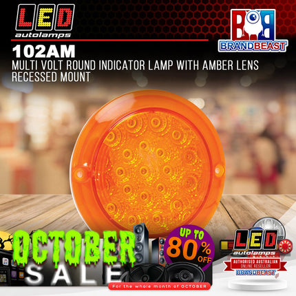 LED Autolamps 102AM Multi Volt Round Indicator Lamp Amber Lens Recessed Mount