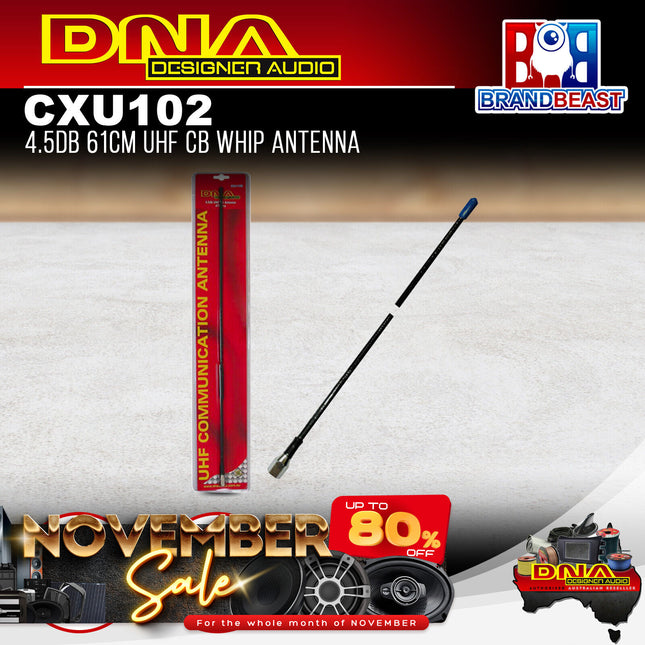 DNA CXU102 4.5dB UHF CB Whip Antenna - 61cm