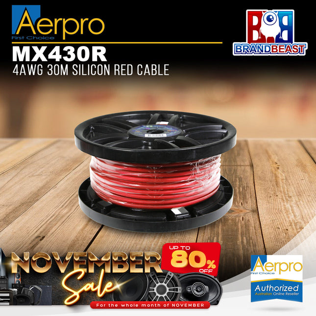 Aerpro MX430R MAXCOR 30M 4AWG Silicone Amplifier Power Cable - Red