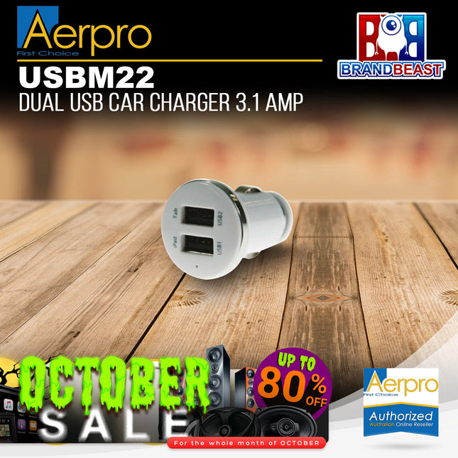 Aerpro USBM22 12/24V 3.1 Amp Dual USB Car Charger