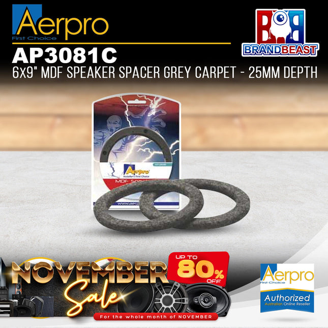 Aerpro AP3081C 6 x 9" MDF Grey Carpet Speaker Spacer