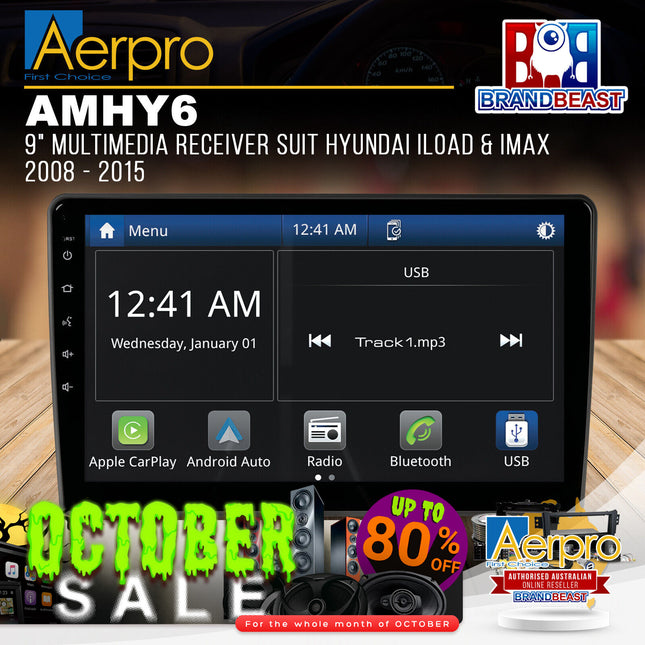 Aerpro AMHY6 9" Multimedia Receiver Suit Hyundai iLoad & iMax 2008 - 2015