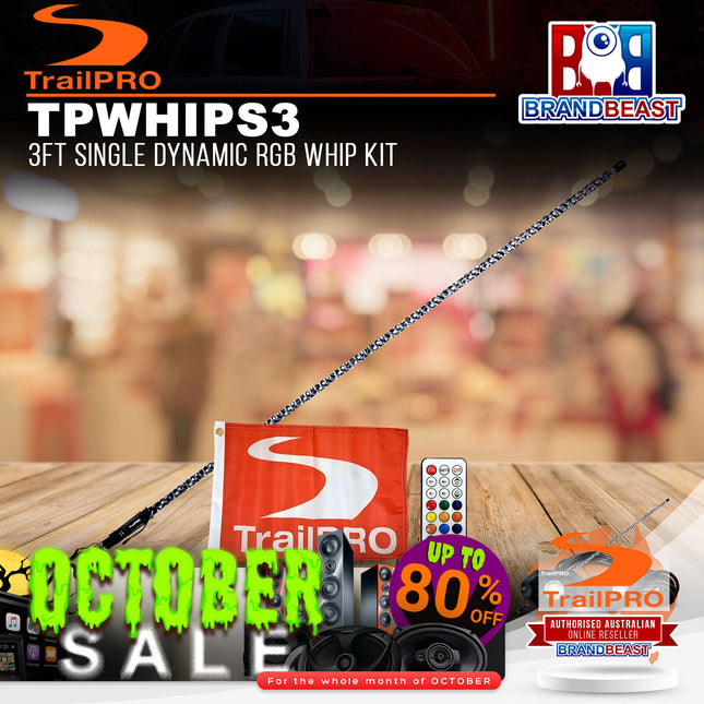 TrailPRO TPWHIPS3 3ft Single Dynamic RGB Whip Kit