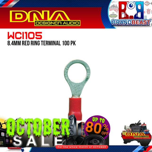 DNA WCI105 8.4mm Red Ring Crimp Terminals - 100 Pieces
