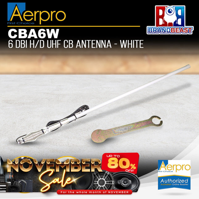 Aerpro CBA6W 6dBi 477MHz Heavy-Duty White Radome UHF Antenna