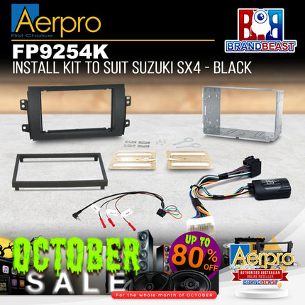 Aerpro FP9254K Double DIN Black Headunit Install Kit Suit Suzuki SX4 2007 - 2013