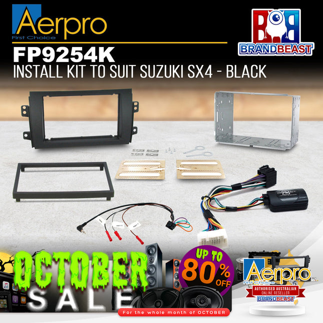 Aerpro FP9254K Double DIN Black Headunit Install Kit Suit Suzuki SX4 2007 - 2013