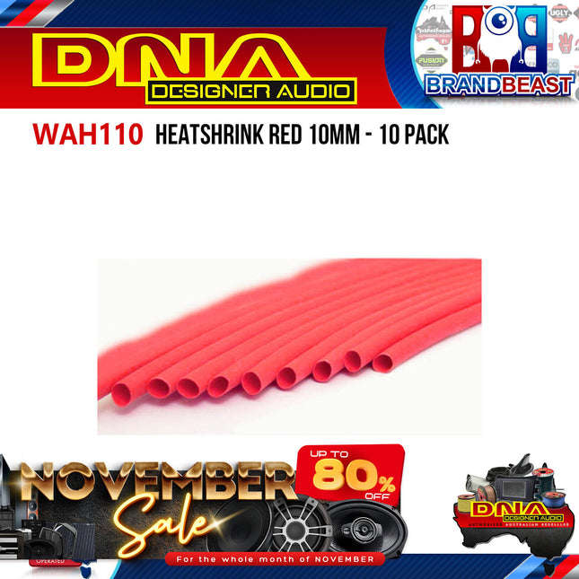 DNA WAH110 10mm Heatshrink Red - 10 Pieces