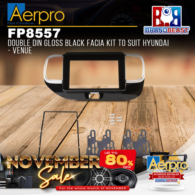 Aerpro FP8557 Double DIN Gloss Black Facia Kit to Suit Hyundai - Venue