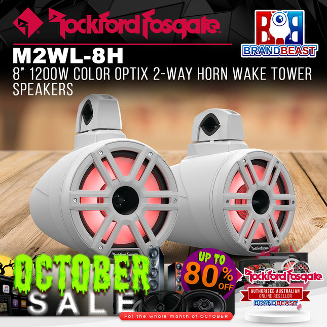 Rockford Fosgate M2WL-8H M2 8" 1200W Color Optix 2-Way Horn Wake Tower Speakers