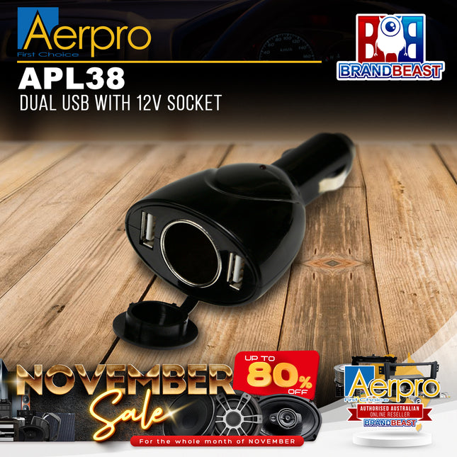 Aerpro APL38 Dual USB With 12V Socket