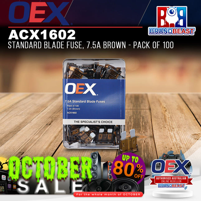 OEX ACX1602 Standard Blade Fuse, 7.5A Brown - Pack of 100