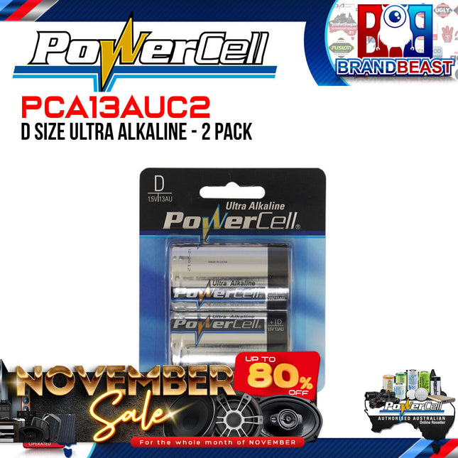 Powercell PCA13AUC2 D Size Ultra Alkaline 2 Pack