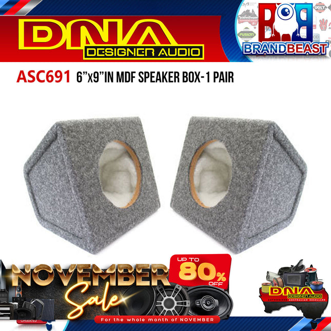 DNA ASC691 6x9" Grey MDF Mobile Audio Sealed Speaker Boxes - 1 Pair