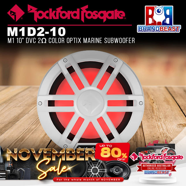 Rockford Fosgate M1D2-10 M1 10" DVC 2Œ© Color Optix Marine Subwoofer