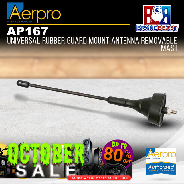Aerpro AP167 Universal Rubber Guard Mount Antenna Removable Mast