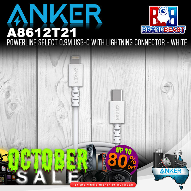 Anker A8612T21 PowerLine Select 0.9m USB-C to Lightning Connector - White